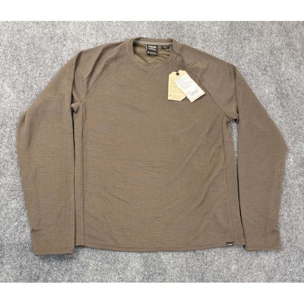 NWT prAna Wensley Everyday Essential Crew Shirt Mens M Slim Fit Black Olive